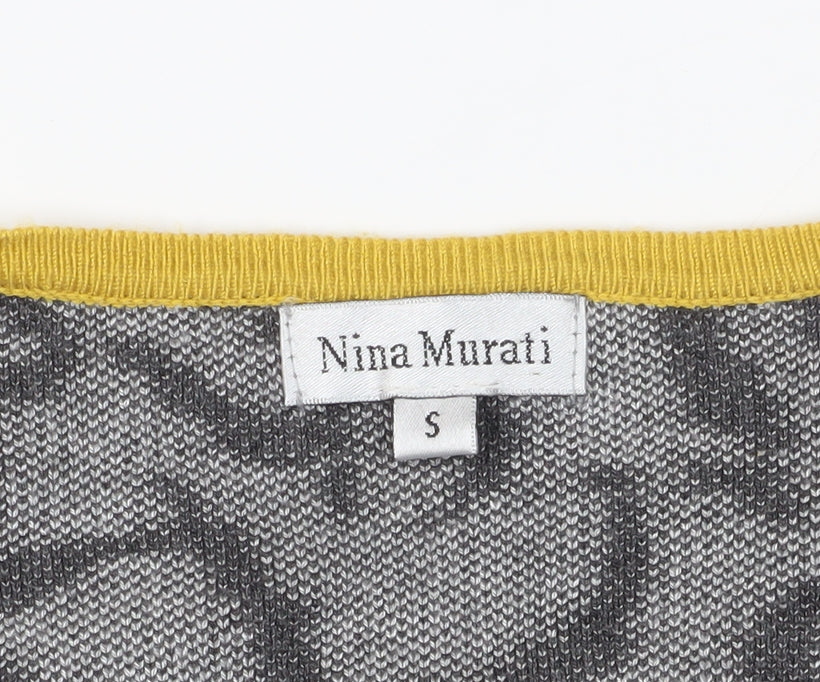 Nina Murati Grey Geometric Cardigan - Small, Long Sleeve