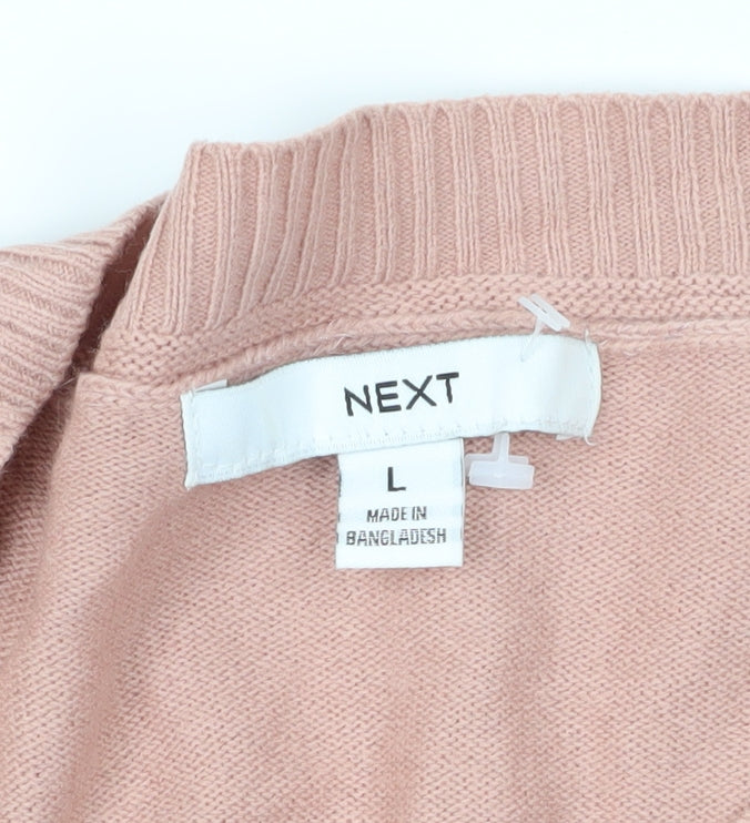 Next Pink Acrylic Beaded Pullover Jumper Size L