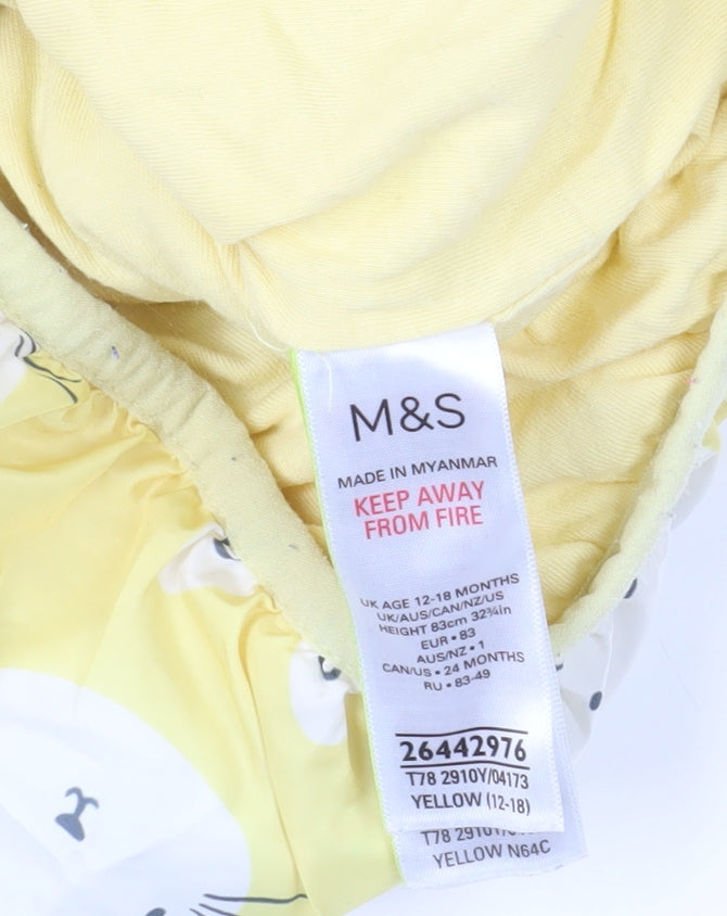 Marks and Spencer Yellow Bunny Baby Puffer Jacket