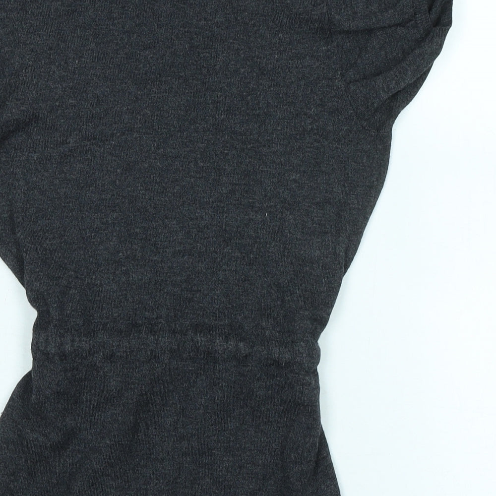 Mango Womens Grey Scoop Neck Viscose Pullover Jumper Size S - Logo