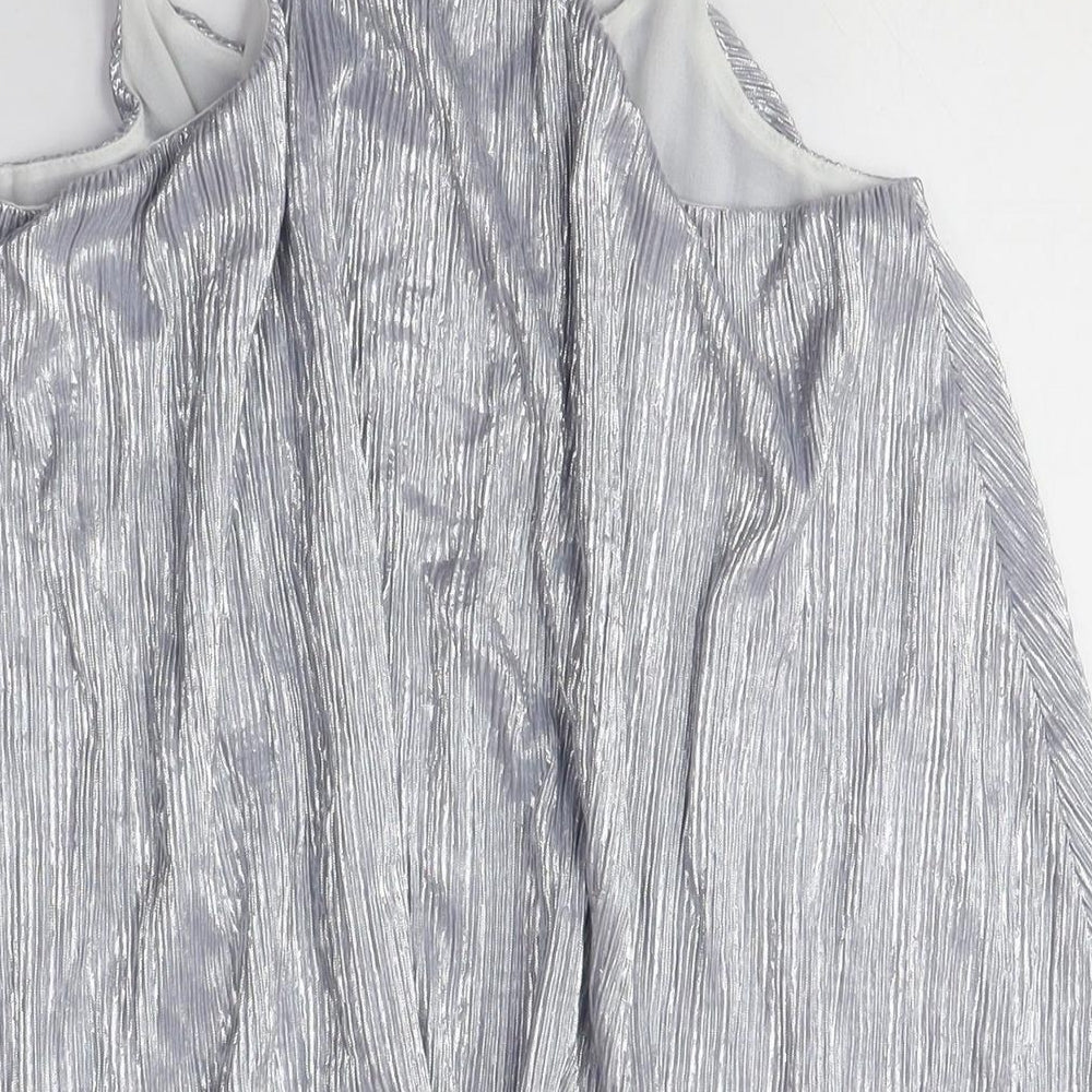 NEXT Womens Silver Polyester Camisole Blouse Size 12 V-Neck - Shiny