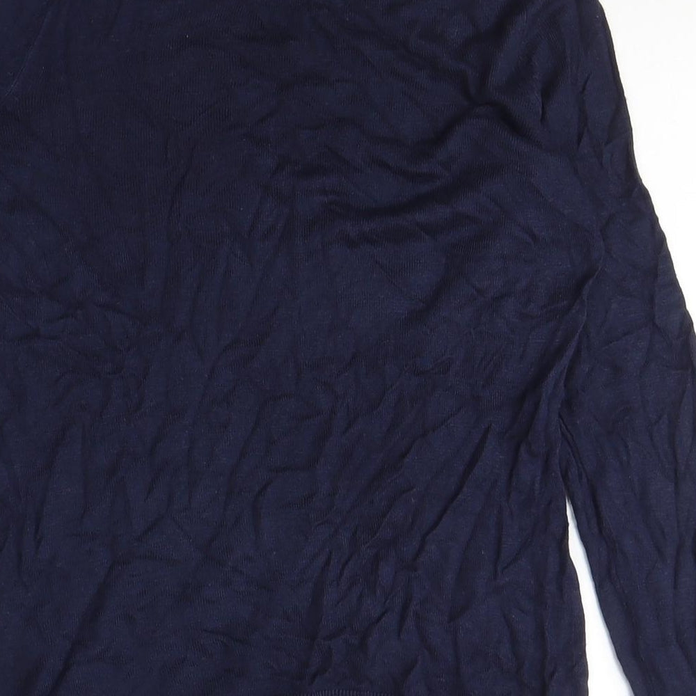 H&M Womens Blue Crew Neck Viscose Pullover Jumper Size S - Beaded NeckLine