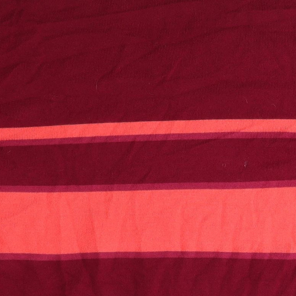 M&Co Womens Pink V-Neck Striped Acrylic Pullover Jumper Size 16 - Orange Stripes