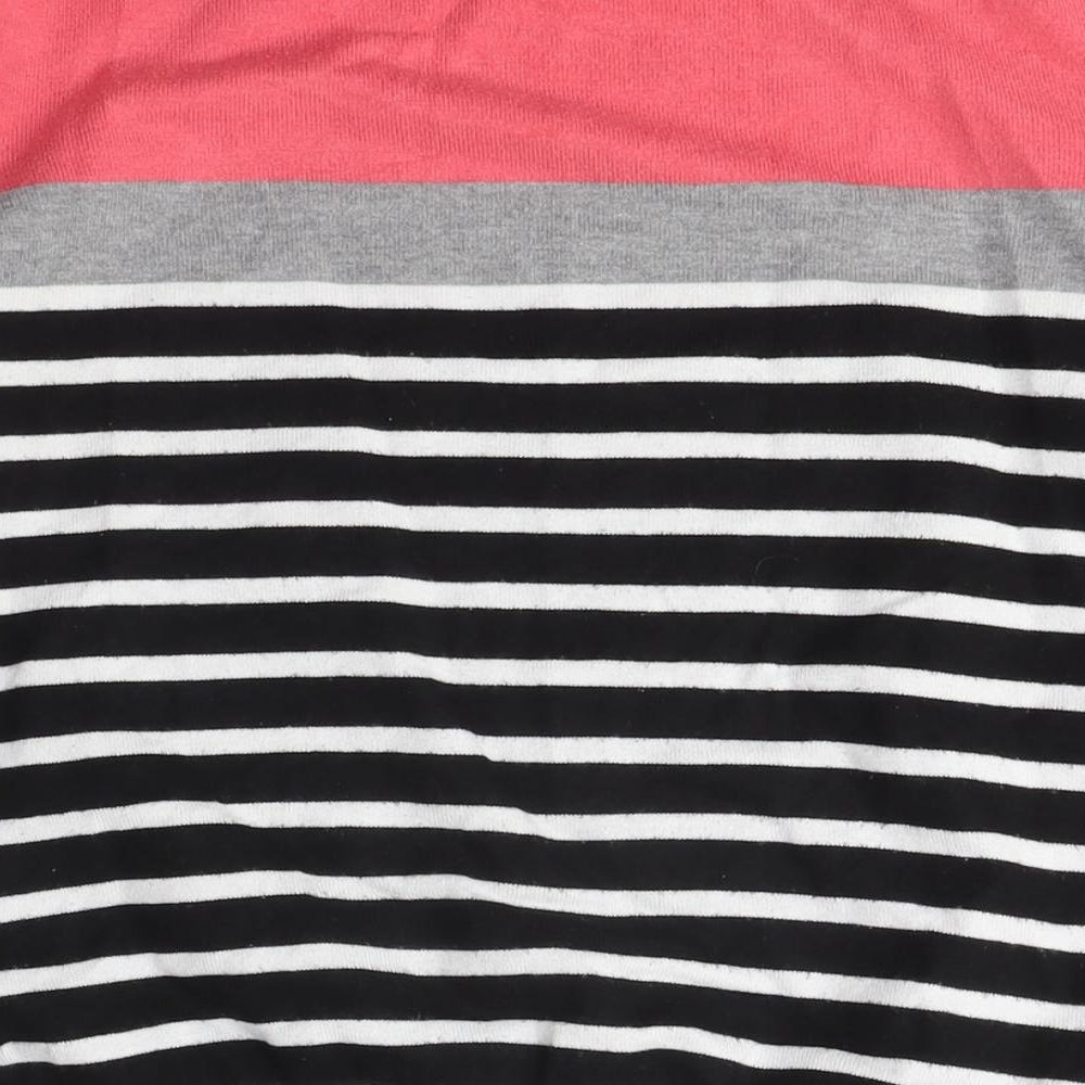 M&Co Womens Pink Boat Neck Striped Nylon Pullover Jumper Size S