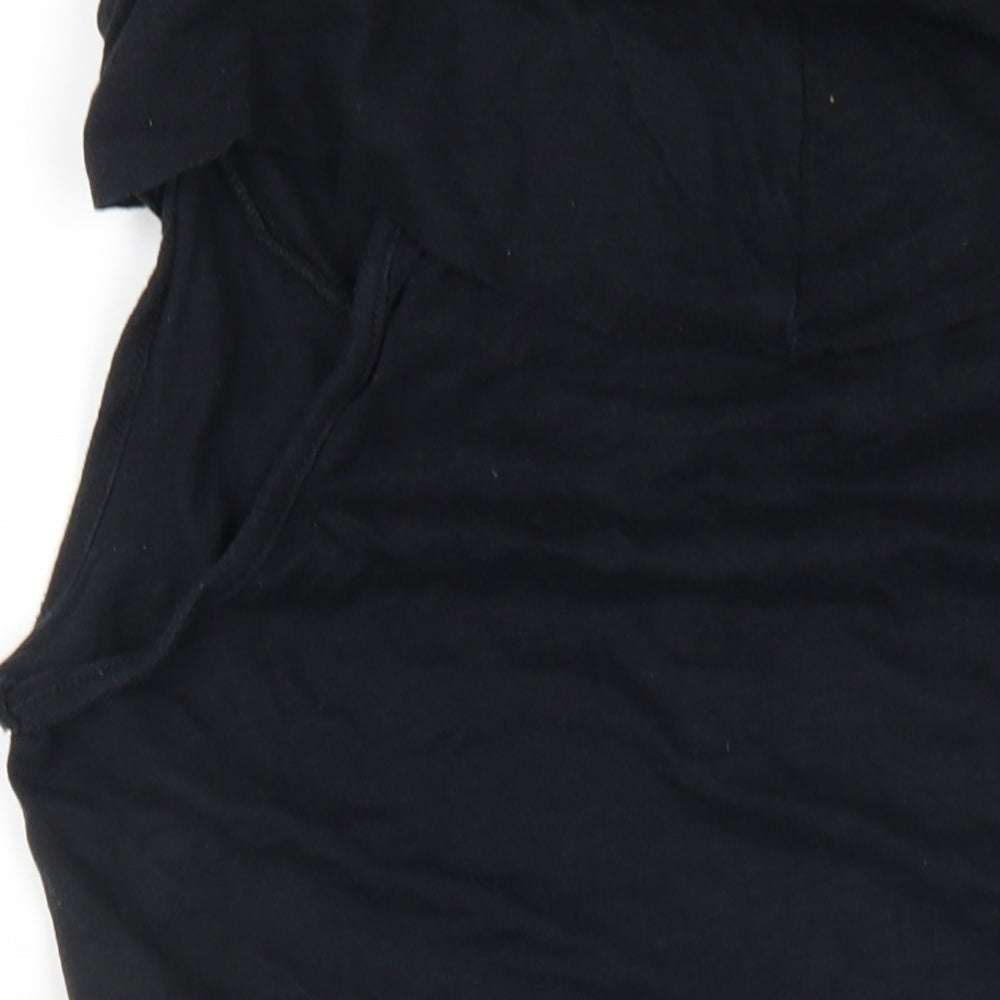 River Island Womens Black Cotton Mini Size 10 Roll Neck Pullover