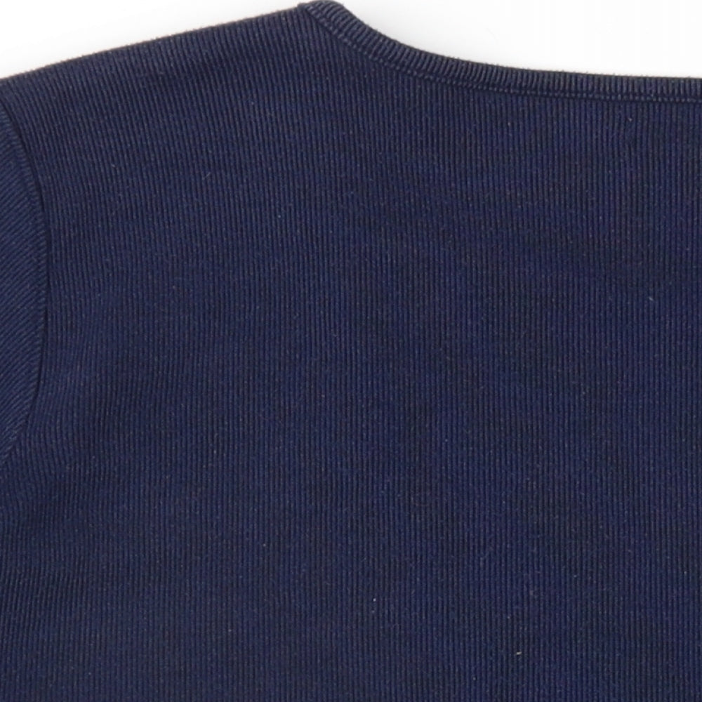 Bonmarché Womens Blue Polyester Basic T-Shirt Size M Round Neck