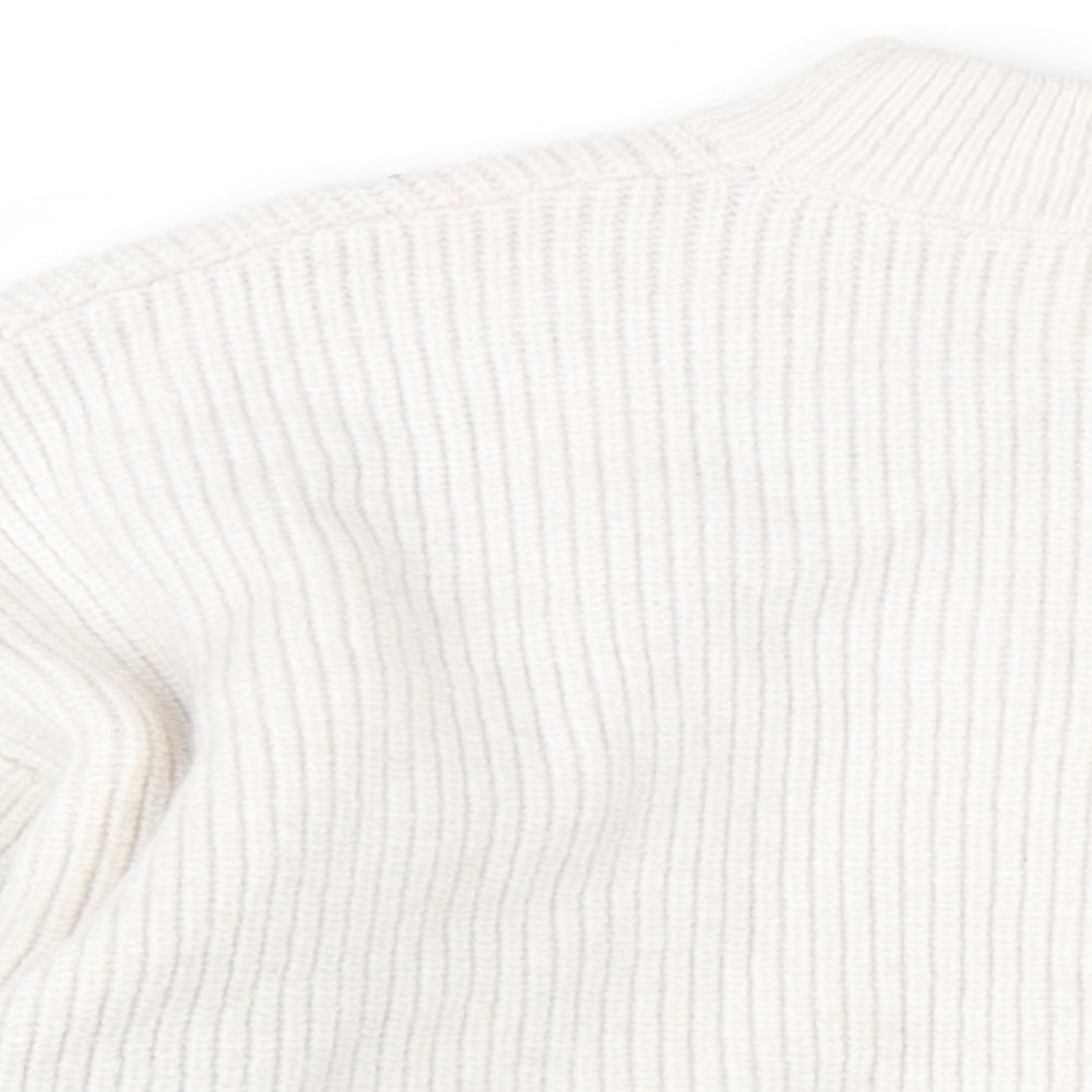 FOREVER 21 Womens Beige Crew Neck Acrylic Pullover Jumper Size S