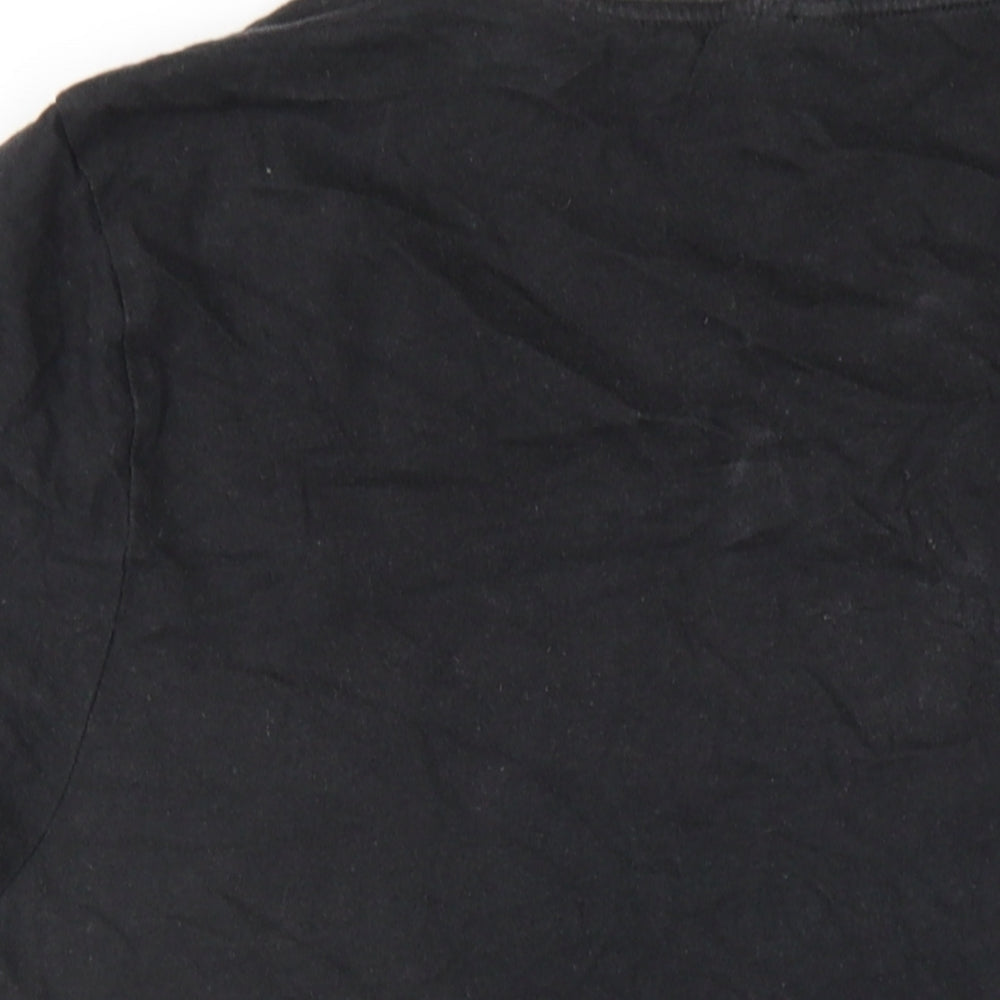 H&M Womens Black Cotton Basic T-Shirt Size S Round Neck
