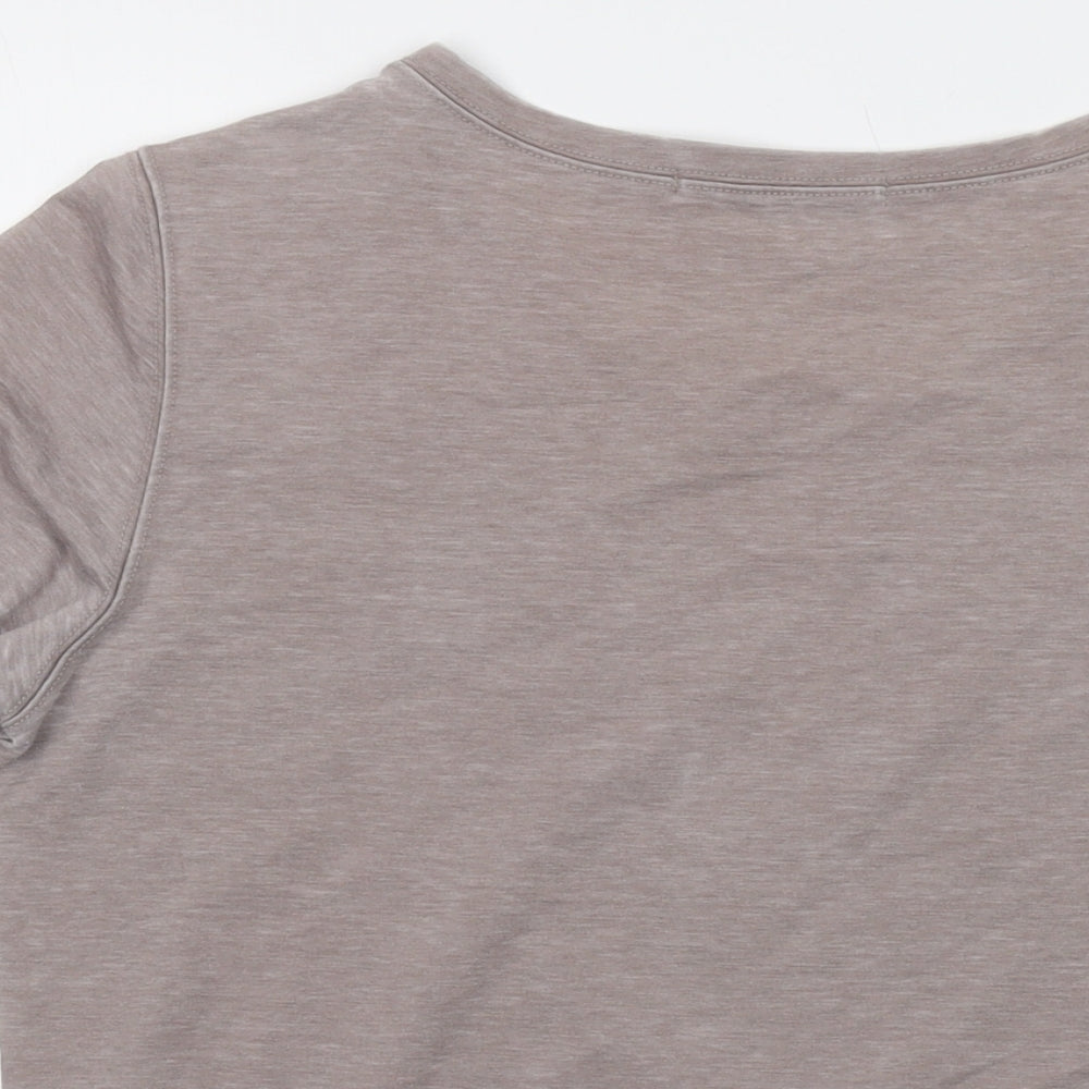 YAYA Womens Beige Cotton Basic T-Shirt Size L Round Neck