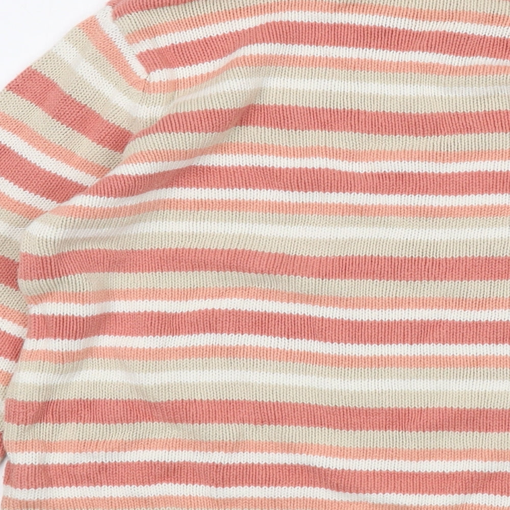 EWM Womens Multicoloured Crew Neck Striped Cotton Pullover Jumper Size 10