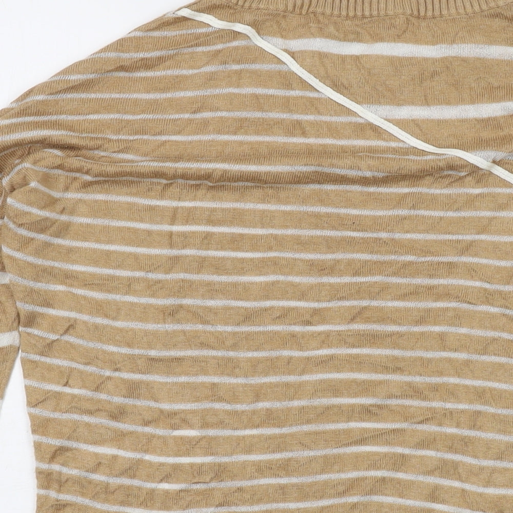 Maison de Nimes Womens Beige Round Neck Striped Viscose Pullover Jumper Size XS