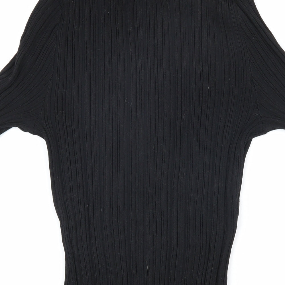 H&M Womens Black Round Neck Viscose Pullover Jumper Size S