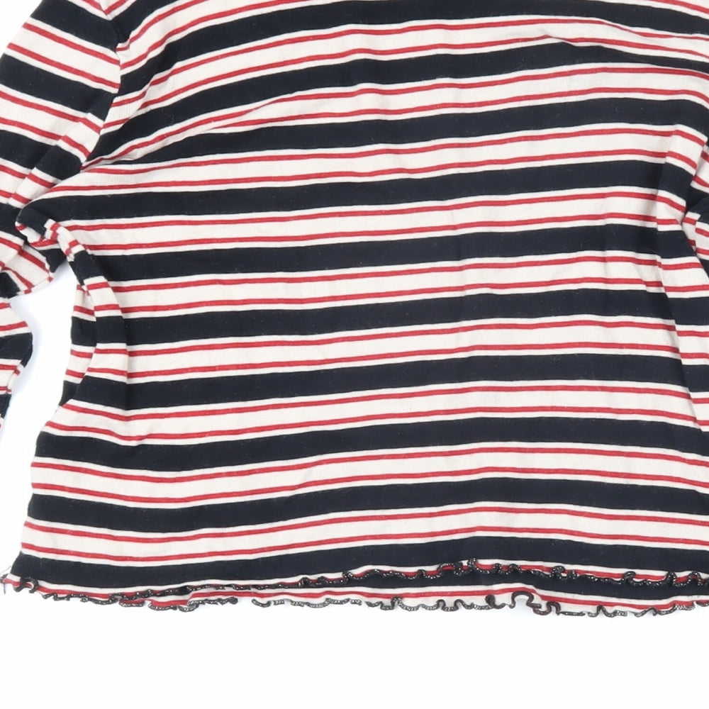 Topshop Womens Multicoloured Striped Cotton Basic T-Shirt Size 10 Boat Neck