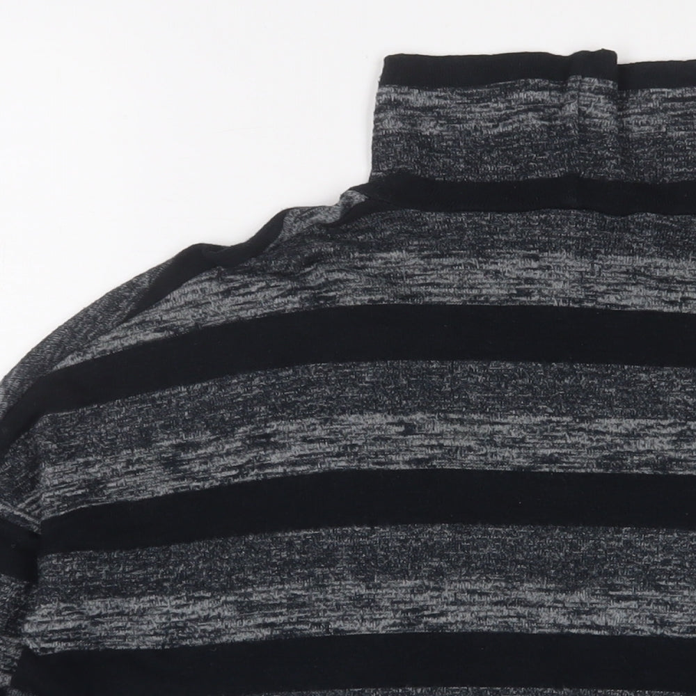 Sparkle & Fade Womens Grey High Neck Striped Polyester Pullover Jumper Size S