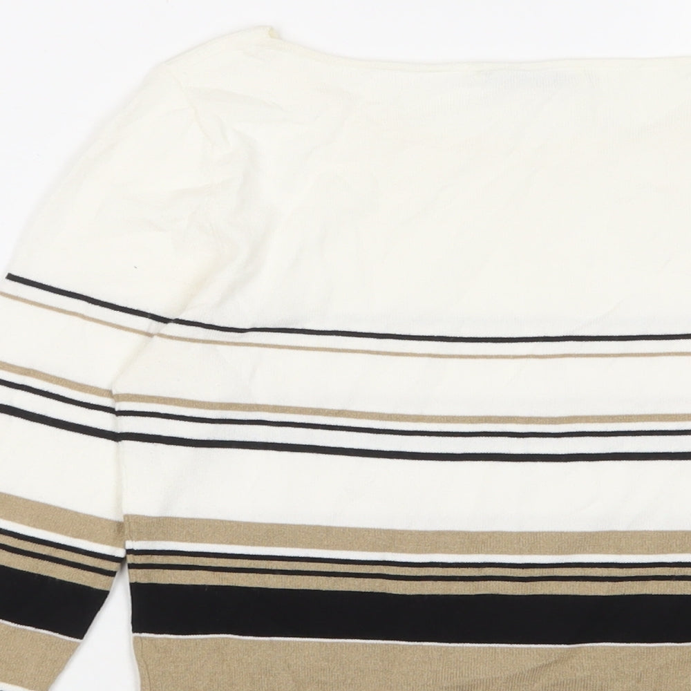 Precis Womens Multicoloured Crew Neck Striped Viscose Pullover Jumper Size S