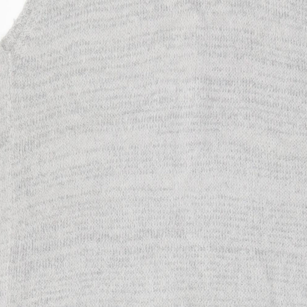Fransa Womens Grey V-Neck Acrylic Cardigan Jumper Size S - Open