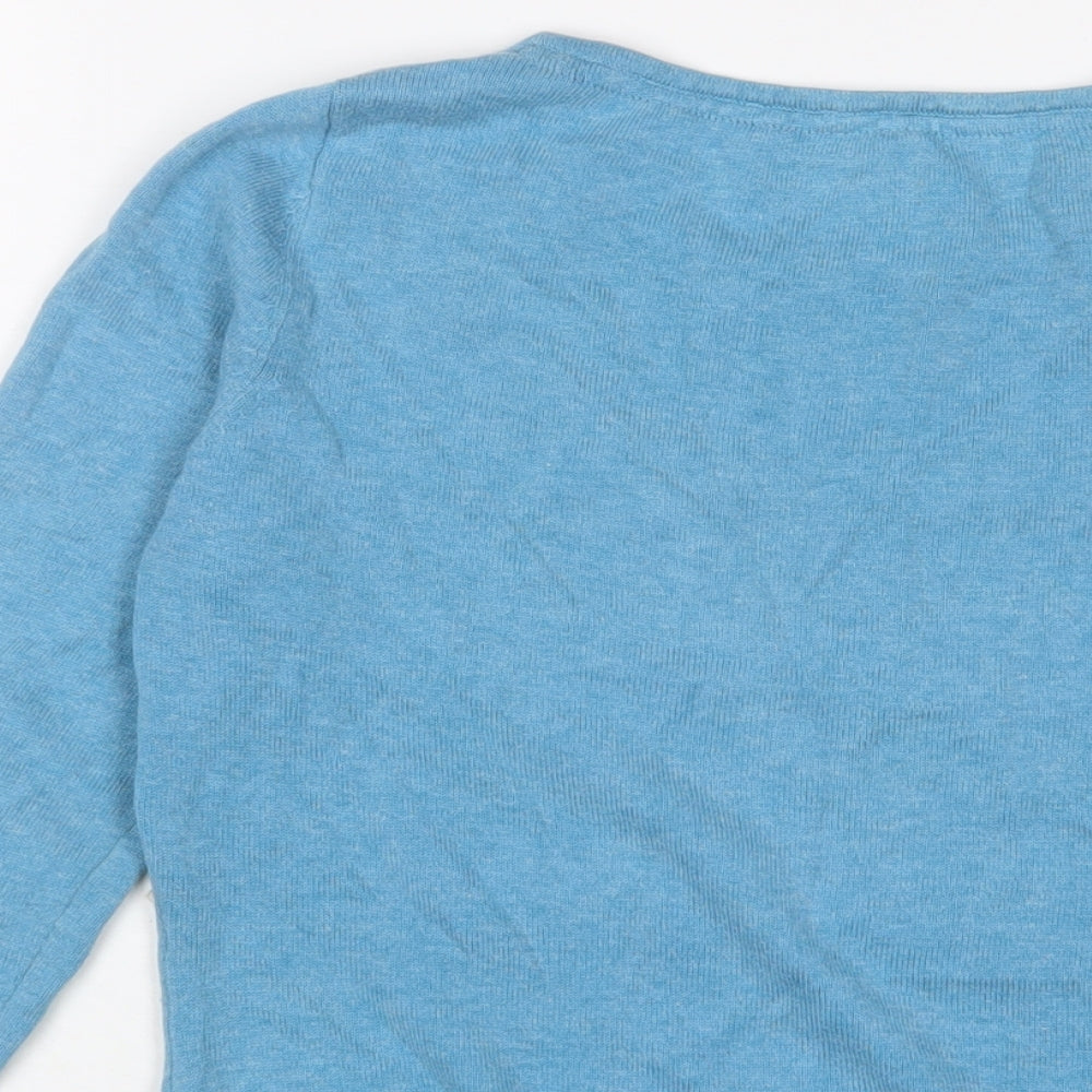 Ness Womens Blue Crew Neck Cotton Pullover Jumper Size S - Embroidered