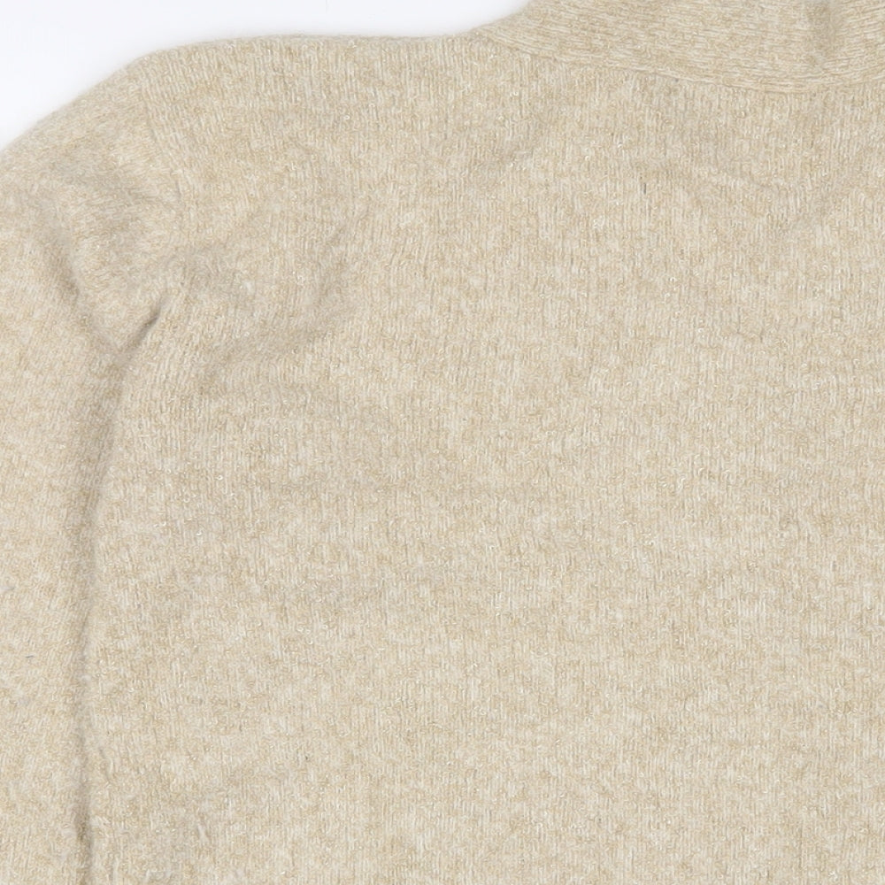 Sarah Dunnway Womens Gold V-Neck Nylon Cardigan Jumper Size M - Glitter