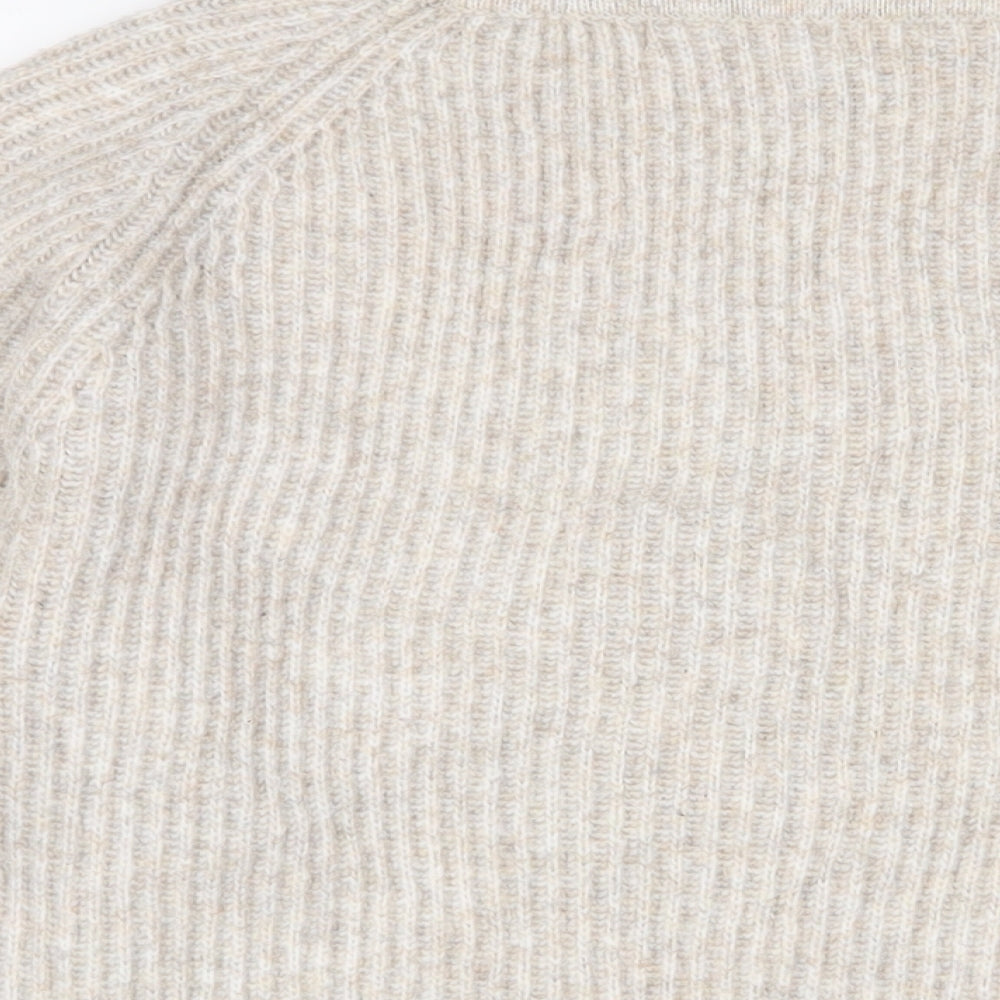 Mango Womens Beige Round Neck Acrylic Pullover Jumper Size M