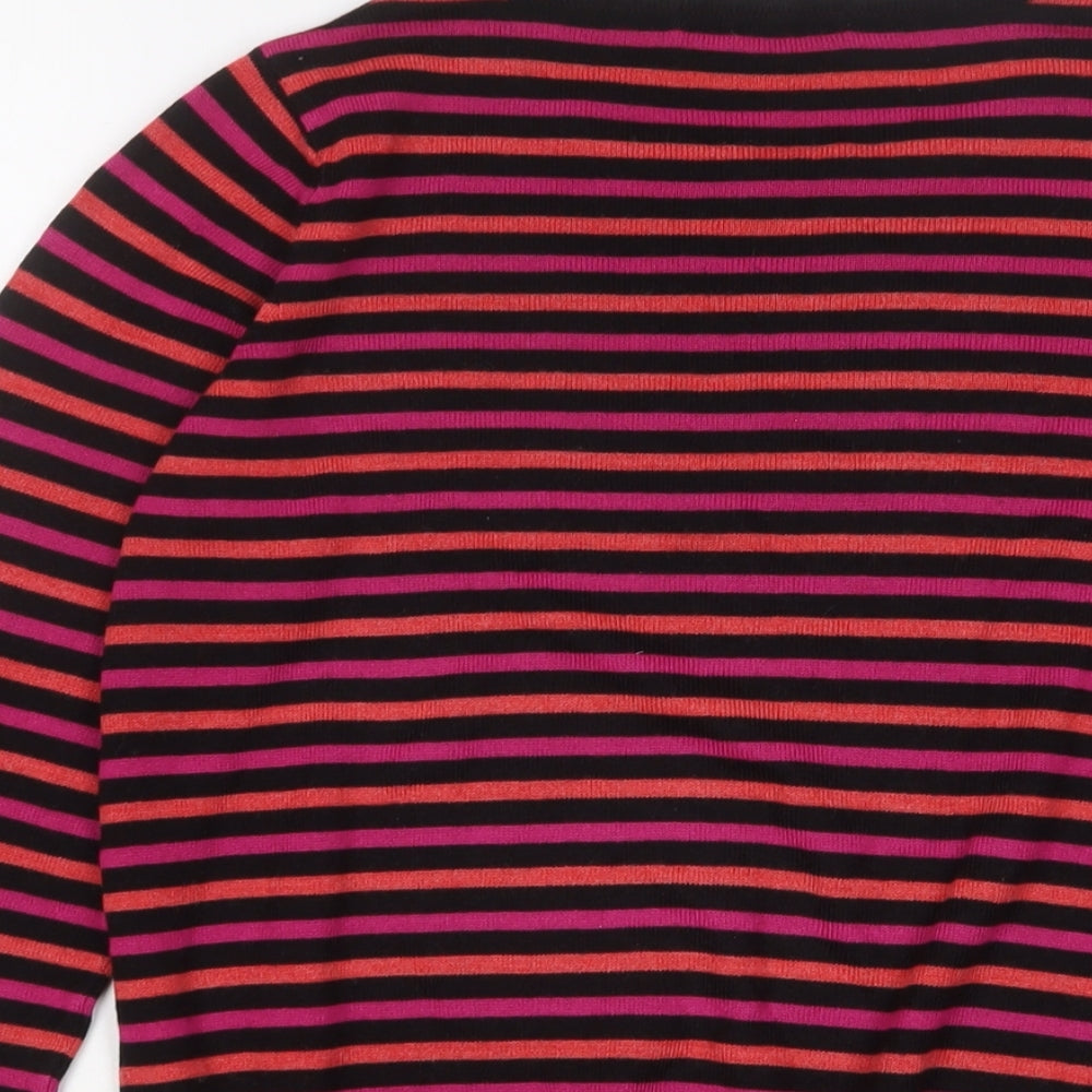 Marks & Spencer Womens Pink Crew Neck Striped Acrylic Pullover Jumper Size 10