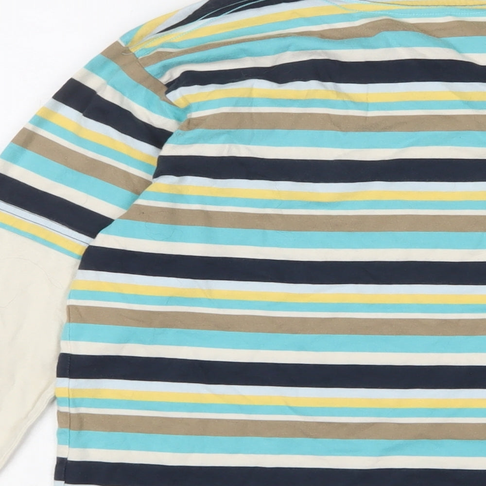 Next Boys Multicoloured Striped Cotton Basic Casual Size 12 Years Crew Neck Pullover - Logo, Embroidered