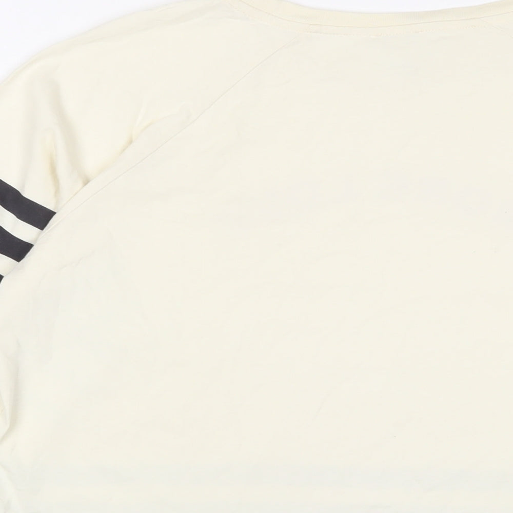 River Island Womens Beige Striped Cotton Basic T-Shirt Size 6 Crew Neck - More Love
