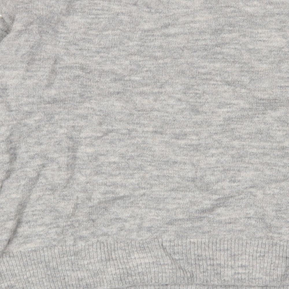 H&M Womens Grey Crew Neck Polyester Pullover Jumper Size XS - Beaded
