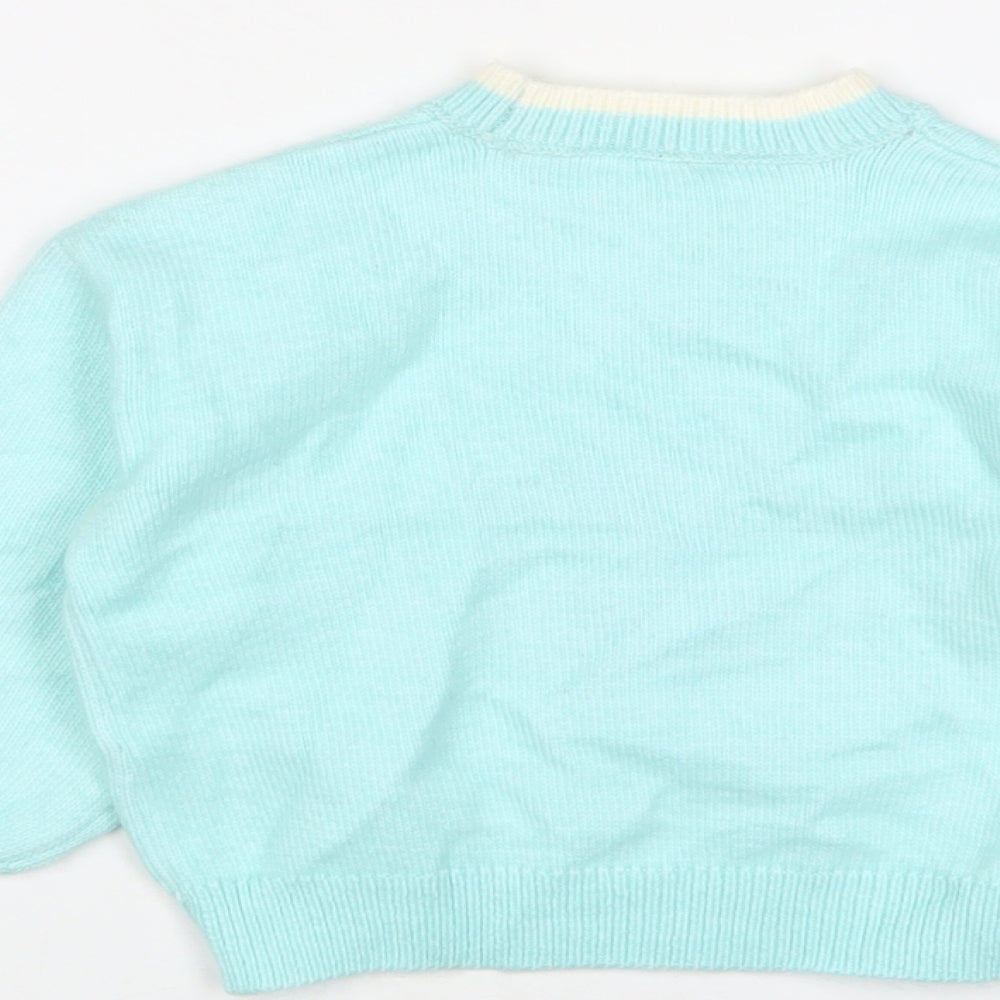 Marks & Spencer Girls Blue Crew Neck Polyester Pullover Jumper Size 2-3 Years Pullover - Christmas