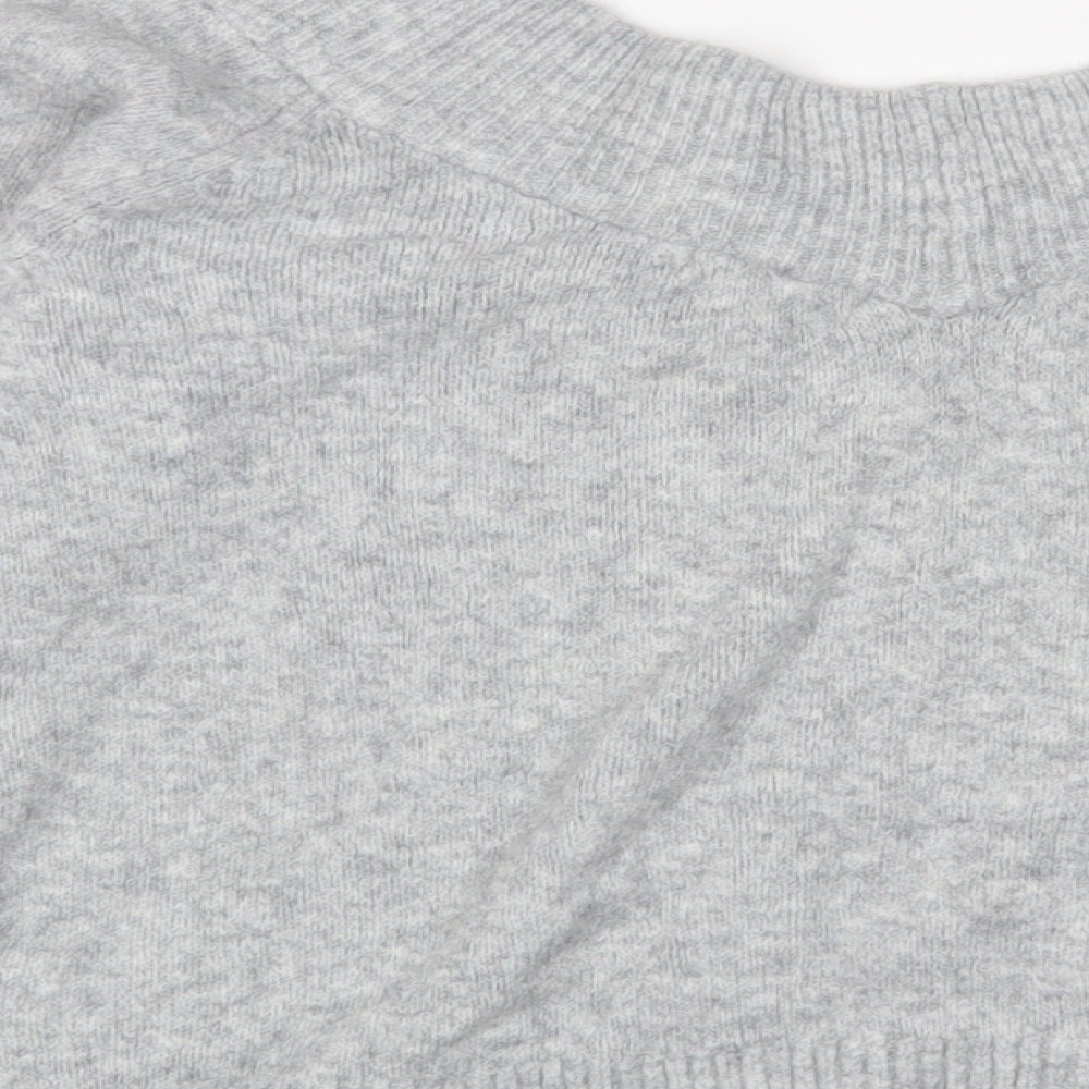 H&M Womens Grey V-Neck Acrylic Pullover Jumper Size M