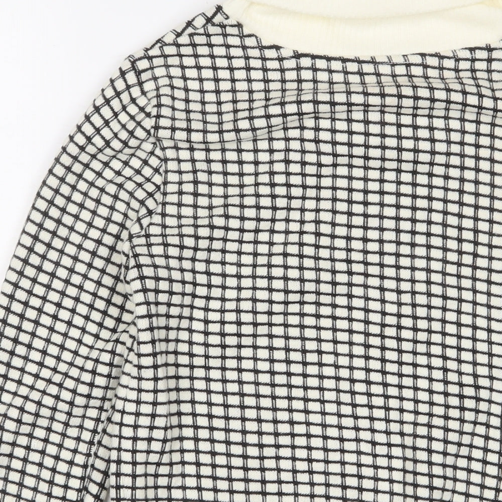Cocobella Womens Ivory V-Neck Check Acrylic Pullover Jumper Size S