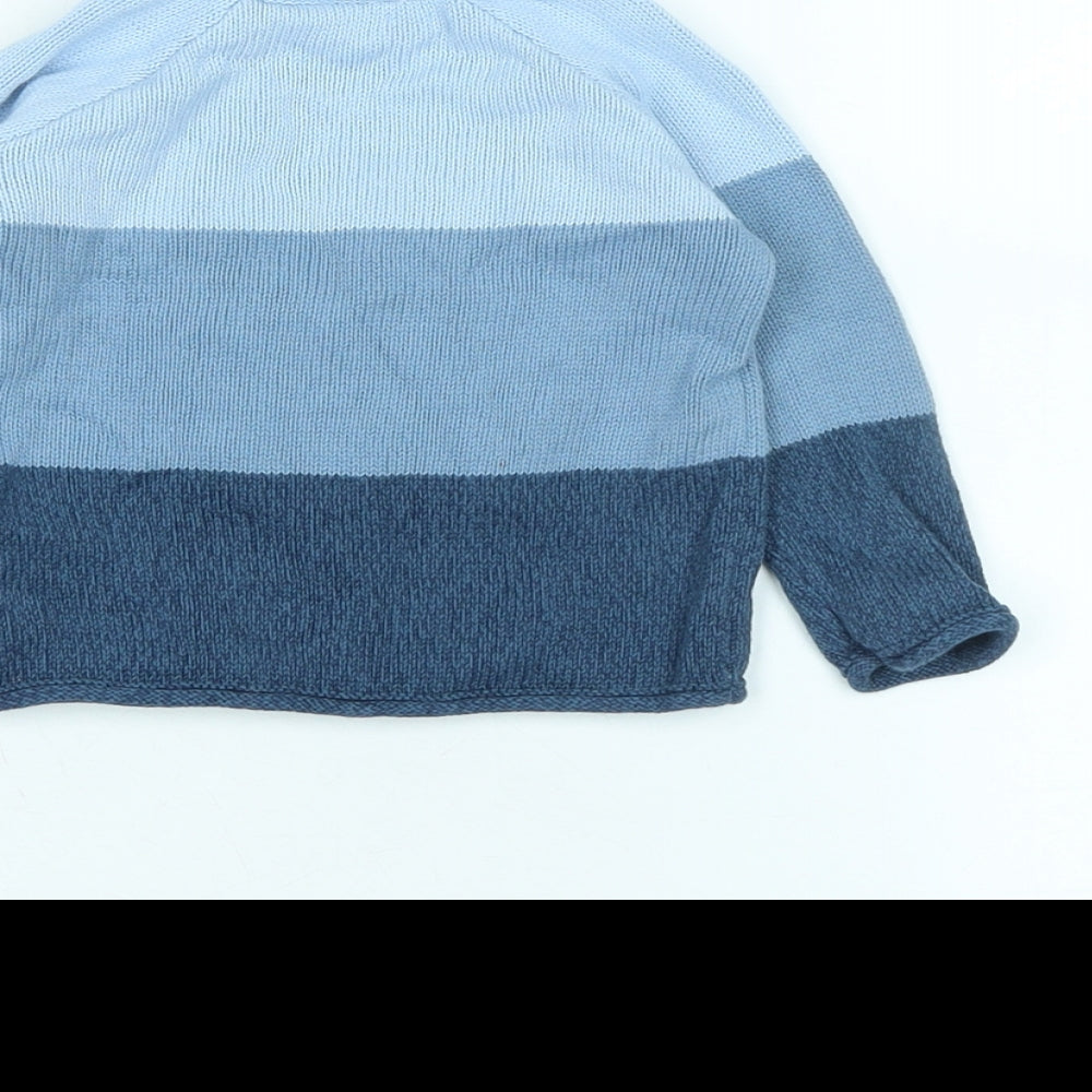Next Boys Blue Cotton Pullover Jumper Size 6-9 Months - Fluffy Teddy Bear