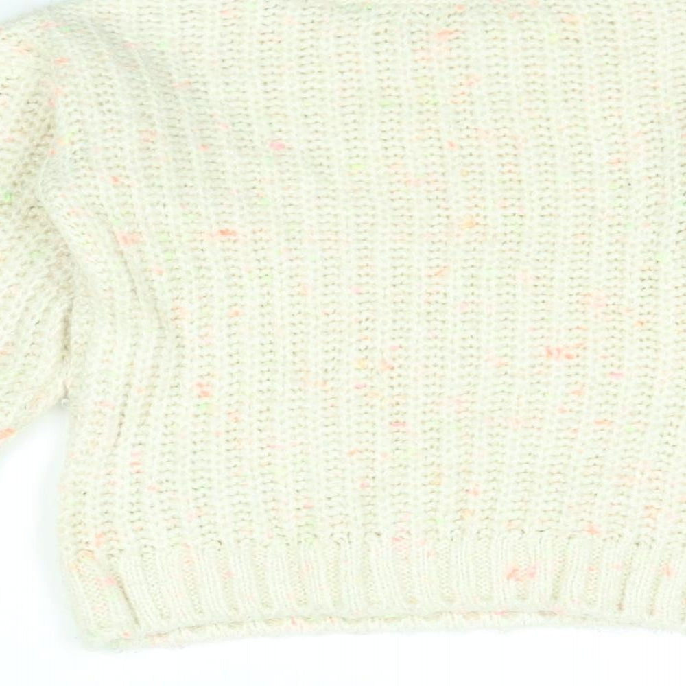 Marks & Spencer Girls Ivory Round Neck Polyester Pullover Jumper Size 5-6 Years Pullover