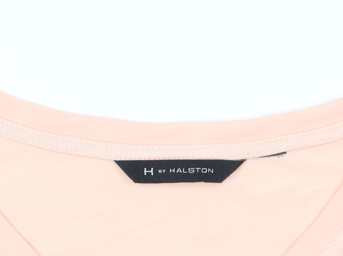 H by Halston Pink V-Neck T-Shirt, Lightweight Stretch