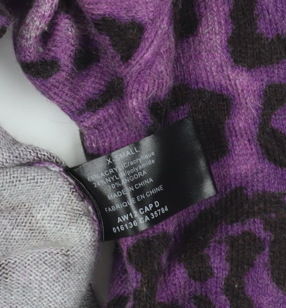 Purple Animal Print Knit Jumper XS