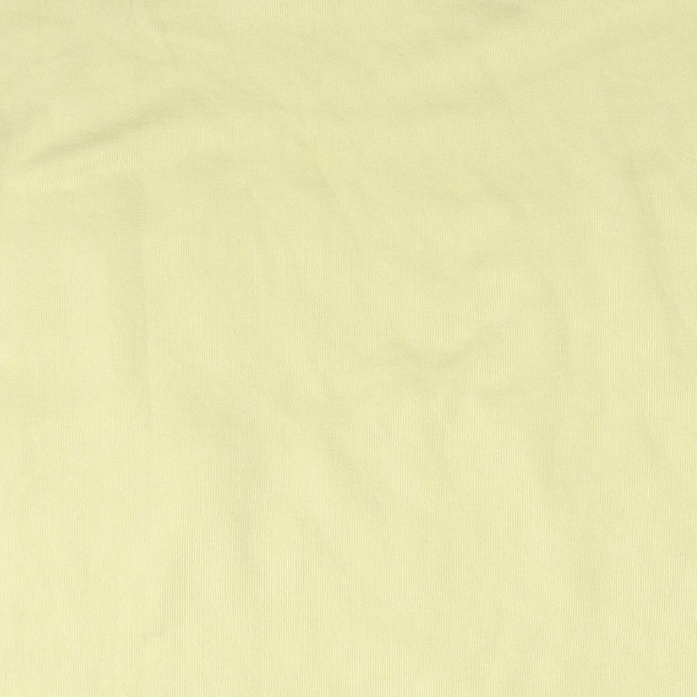 Zara Womens Yellow Nylon Basic T-Shirt Size L Round Neck