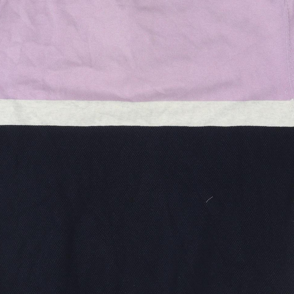 Next Mens Purple Colourblock Cotton Polo Size L Collared Pullover