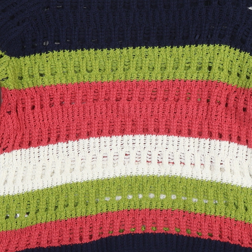 NEXT Womens Multicoloured Round Neck Striped Cotton Pullover Jumper Size XS
