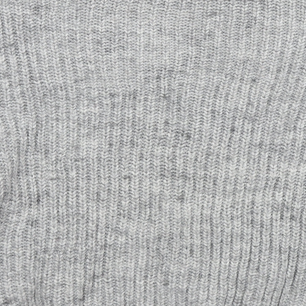 Reversed Womens Grey V-Neck Acrylic Pullover Jumper Size S