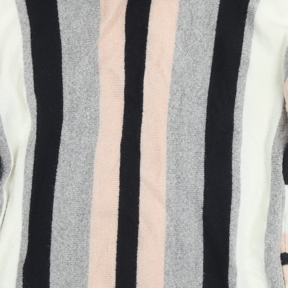 Wallis Womens Multicoloured Round Neck Striped Acrylic Tunic Jumper Size S