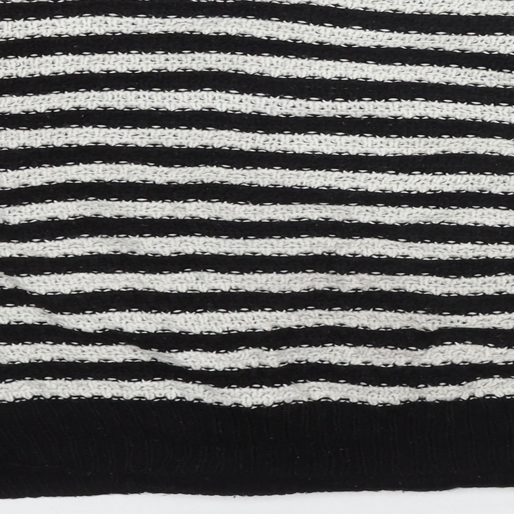 Cameo Rose Womens Black Round Neck Striped Acrylic Pullover Jumper Size M