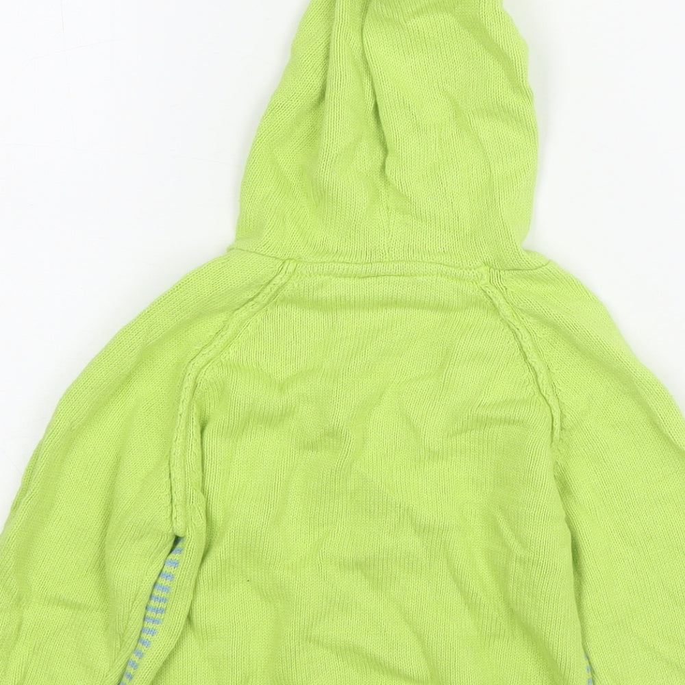 Next Boys Green Striped Cotton Pullover Hoodie Size 2-3 Years Pullover - Logo