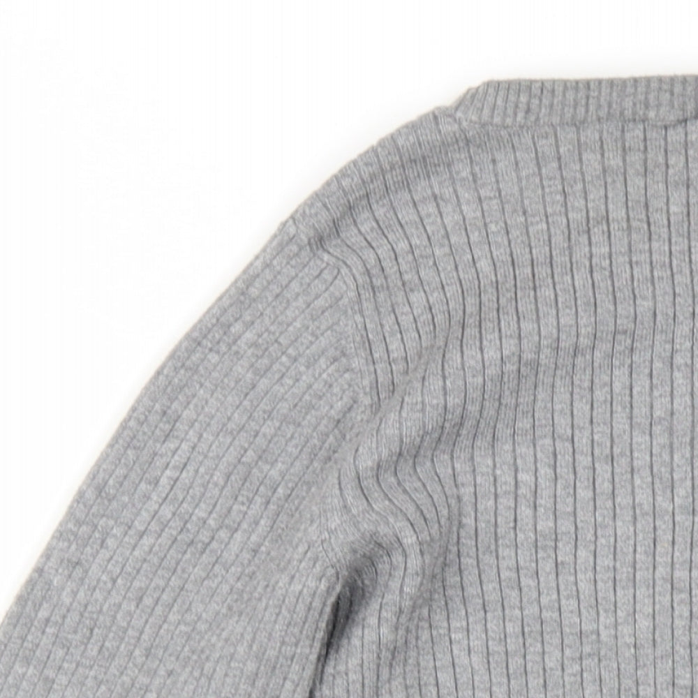 Oasis Womens Grey Cotton Basic T-Shirt Size XS Round Neck