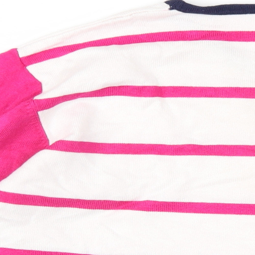 Paramour Womens Pink Round Neck Striped Viscose Pullover Jumper Size XL