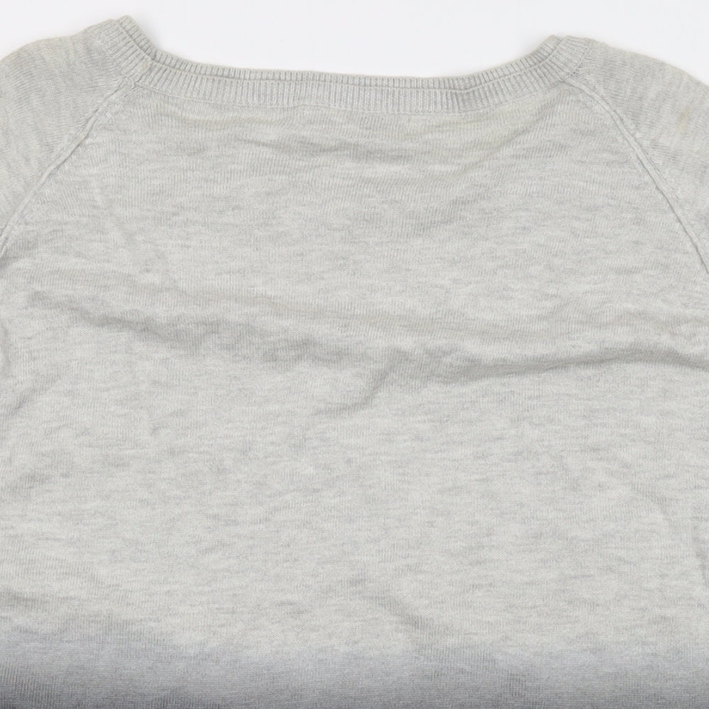 Maison de Nimes Womens Grey Round Neck Cotton Pullover Jumper Size XL