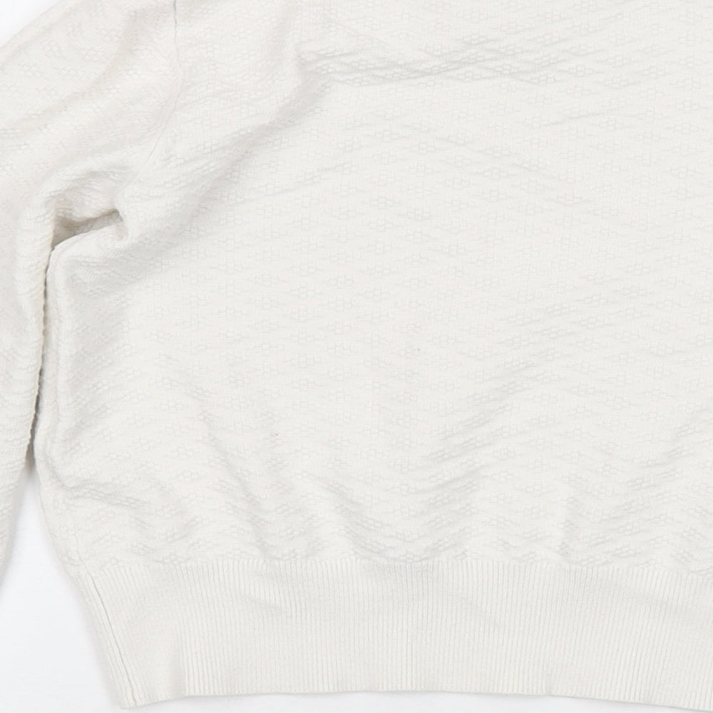 Oasis Womens White Mock Neck Viscose Pullover Jumper Size M