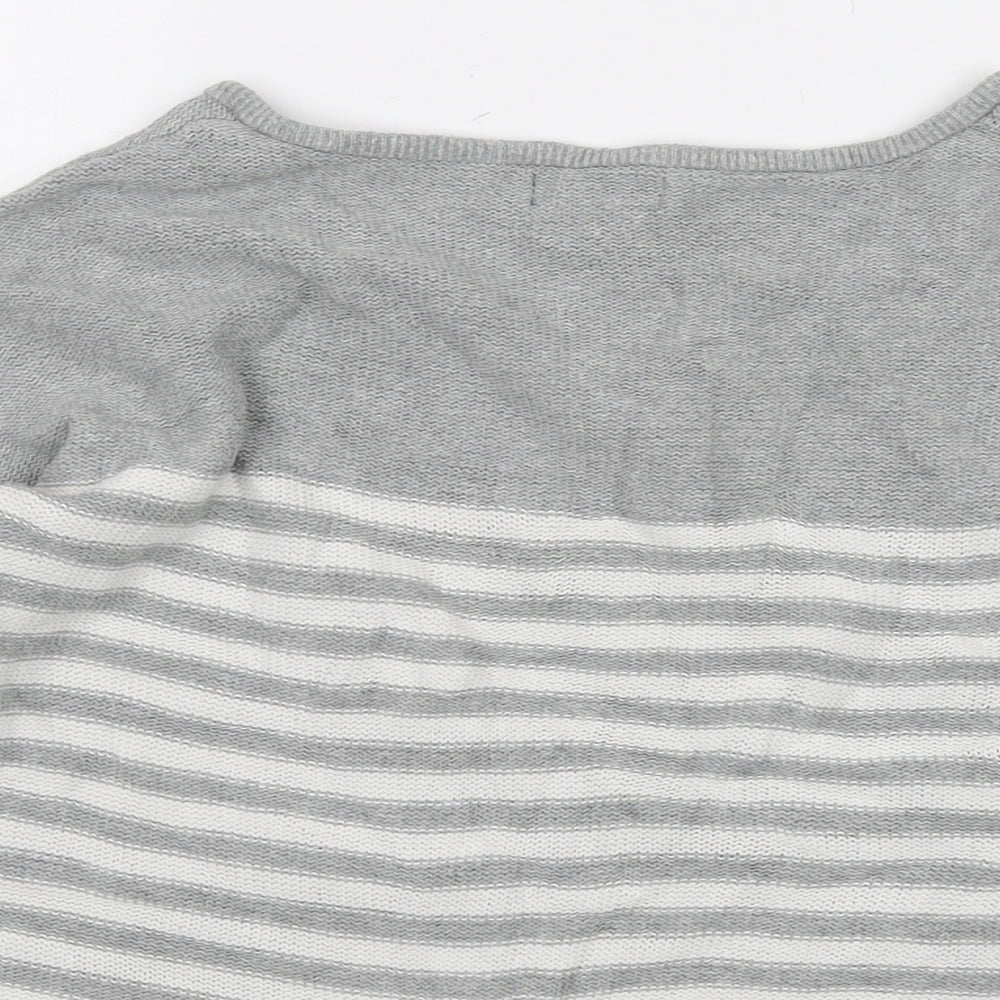Gap Womens Gold V-Neck Striped Cotton Pullover Jumper Size M