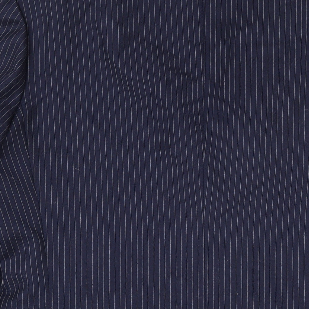 THE LABEL Mens Blue Striped Wool Jacket Blazer Size 40 Regular
