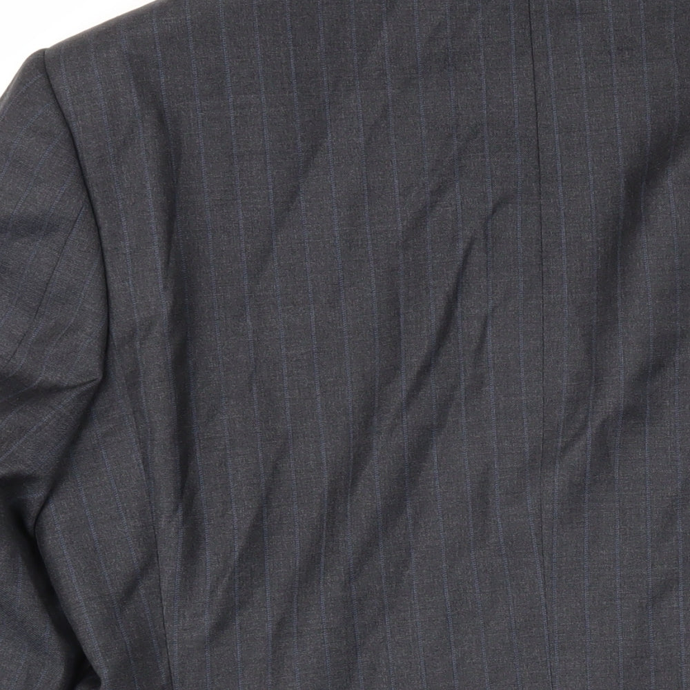Marks & Spencer Mens Grey Striped Wool Jacket Blazer Size M Regular