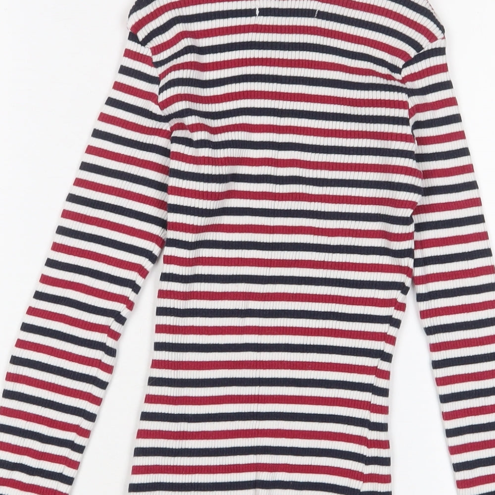 Brave Soul Womens Multicoloured Crew Neck Striped Cotton Pullover Jumper Size M - Stretch