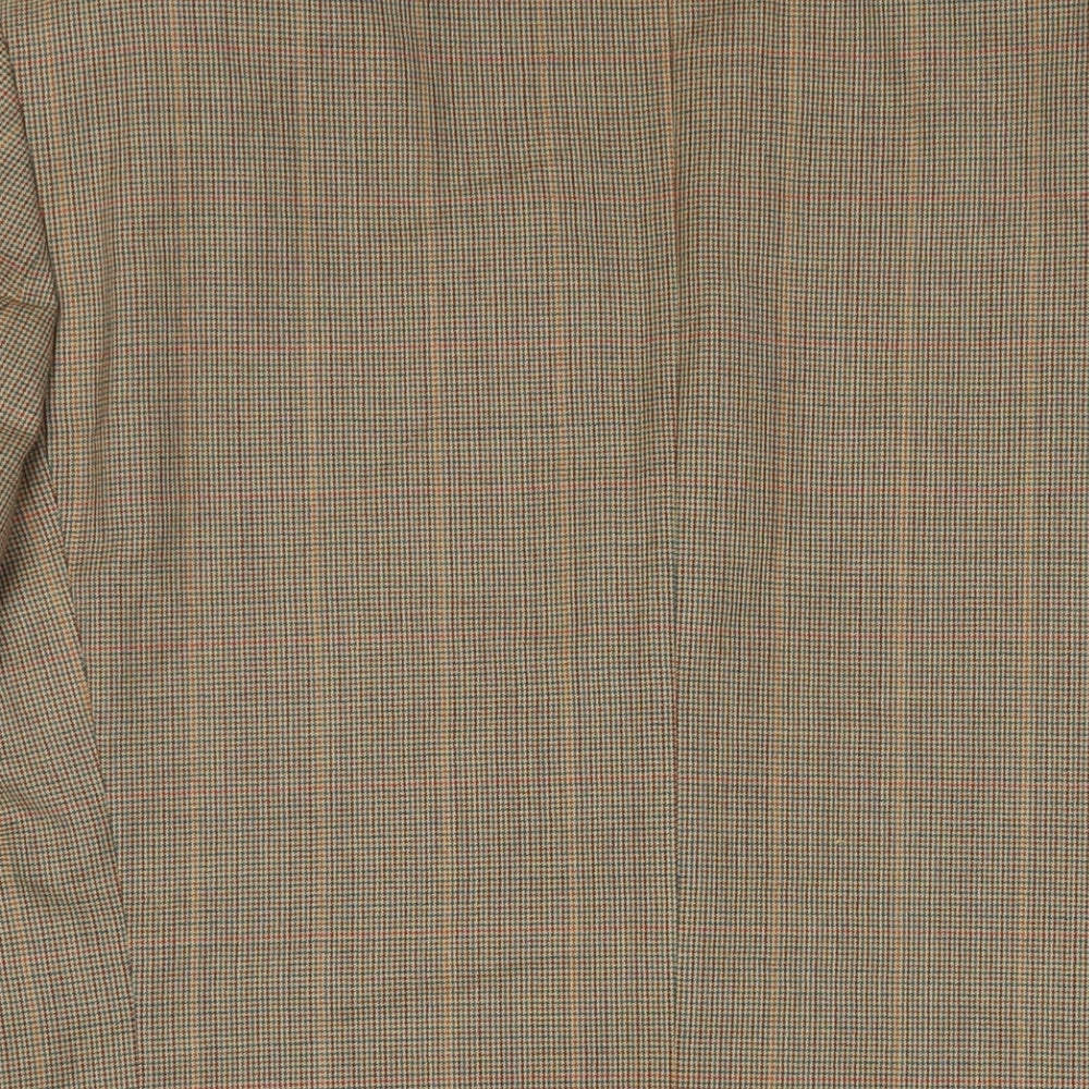 Blazer Mens Brown Plaid Polyester Jacket Suit Jacket Size 38 Regular